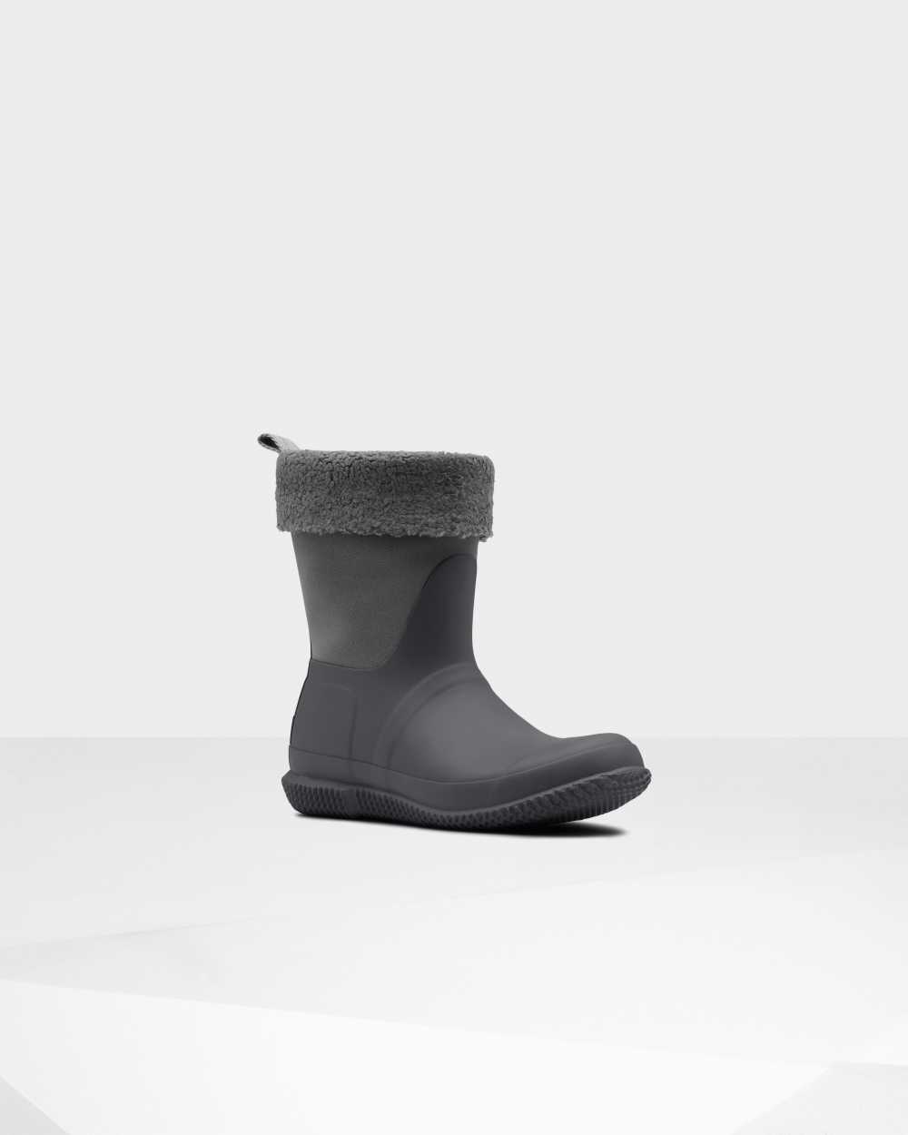 Botas Invierno Mujer - Hunter Original Insulated Roll Top Sherpa Gris Claro - RBGMCZ-479 - Gris Clar